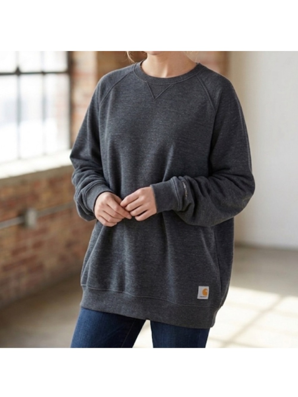 Carhartt Sweatshirt Grey Size 12-14 Youth Large